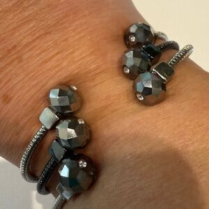 Elegant Silver Beaded Bracelet set of three